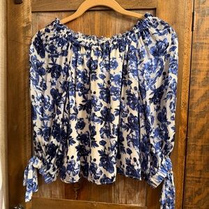 Alice + Olivia Blue Floral Blouse